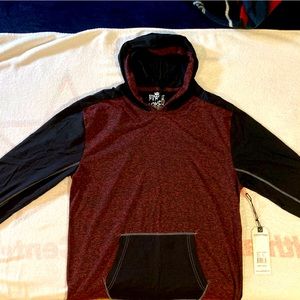 NWT Straight Faded Hooded Shirt Hoodie Red Heather / Black XL Extra Large